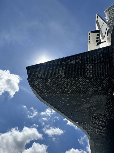 Space Shuttle tiles under Houston sky