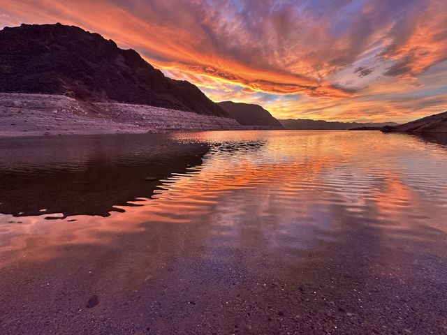 Mohave County Fiery Sunset Over Lake Shore