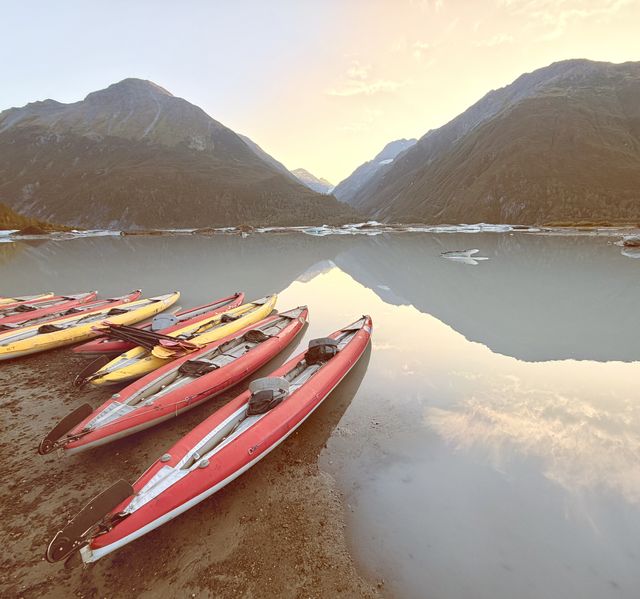 Kayaks at Valdez Glacier Inlet