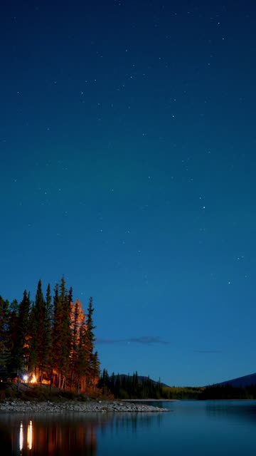 Campfire under the Northern Lights